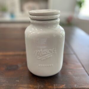 White Porcelain Mason Jar Storage Container